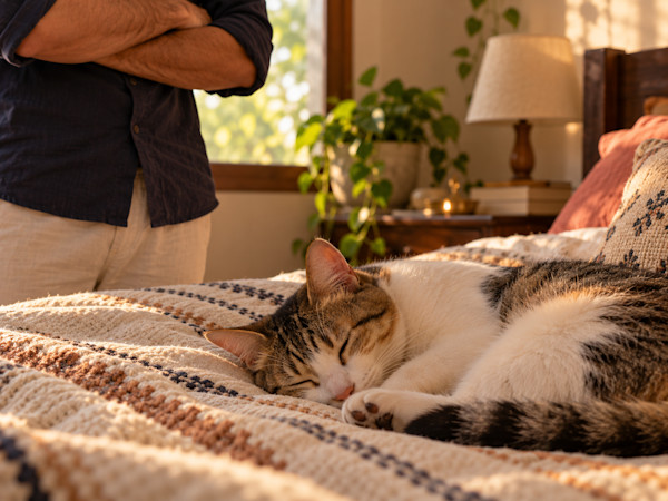 Cat sleeping on bedding