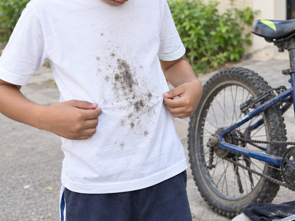 A white shirt stained with mud